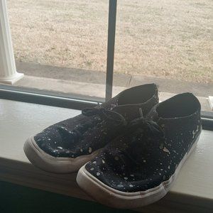 Black and white paint splatter sneakers